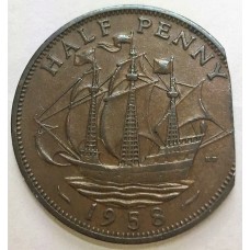 SOUTH AFRICA 1958 . HALF 1/2 PENNY . ERROR . LARGE PLANCHET CLIP